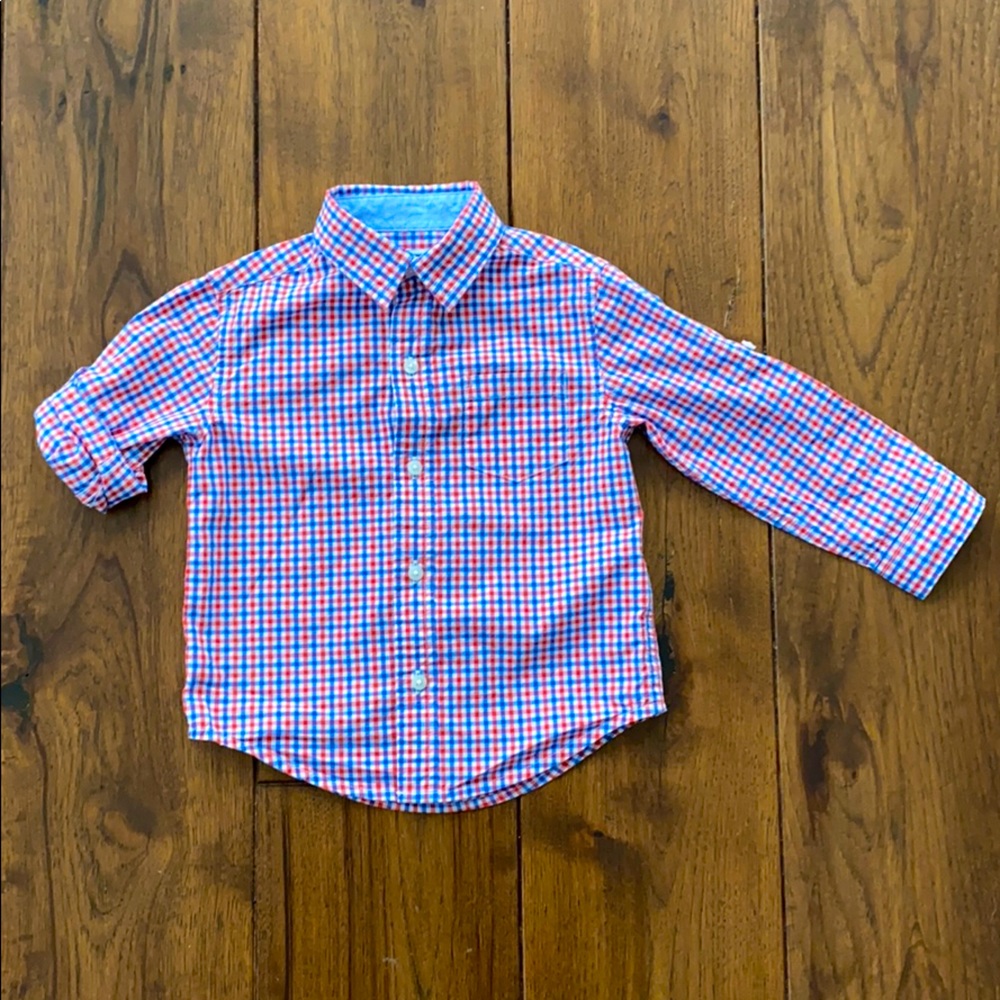 Janie and Jack shirt with button-tab roll cuffs.